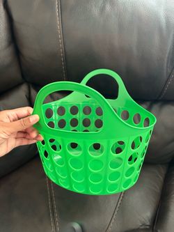 Green Plastic Storage Basket with Handles