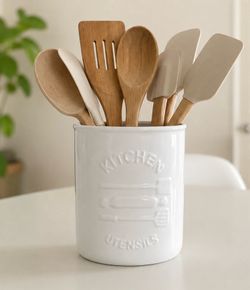 White Ceramic Utensil Holder