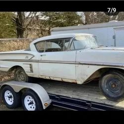 1958 Chevy Impala Hardtop No Engine Or Transmission Complete Project Clean Solid Project $25k