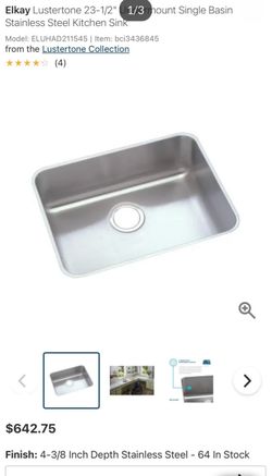 NEW IN THE BOX Elkay ADA 23.5” Stainless Steel Undermount Sink – 18 Gauge – ELUHAD211545