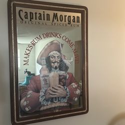 Very rare large mirror glass captain Morgan rum. Limited bar promotion.