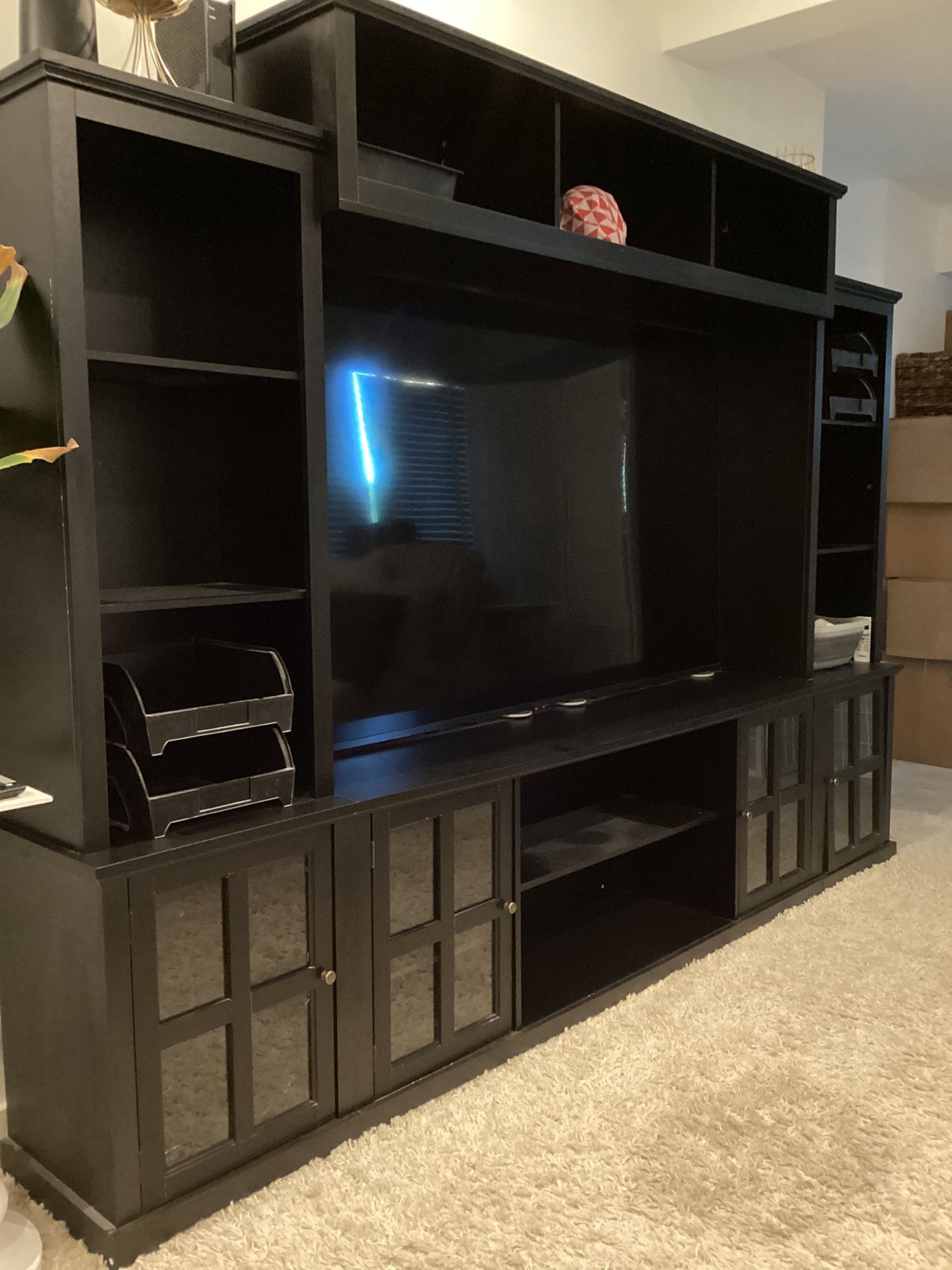 Modern Black Entertainment Center – Fits Up to 75” TV