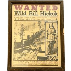 Vintage Wild Bill Hickok Wanted Poster Marshal Framed Old West Wall Decor 11x14
