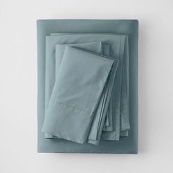 Queen Washed Supima Percale Solid Sheet Set Light Teal - Casaluna™m