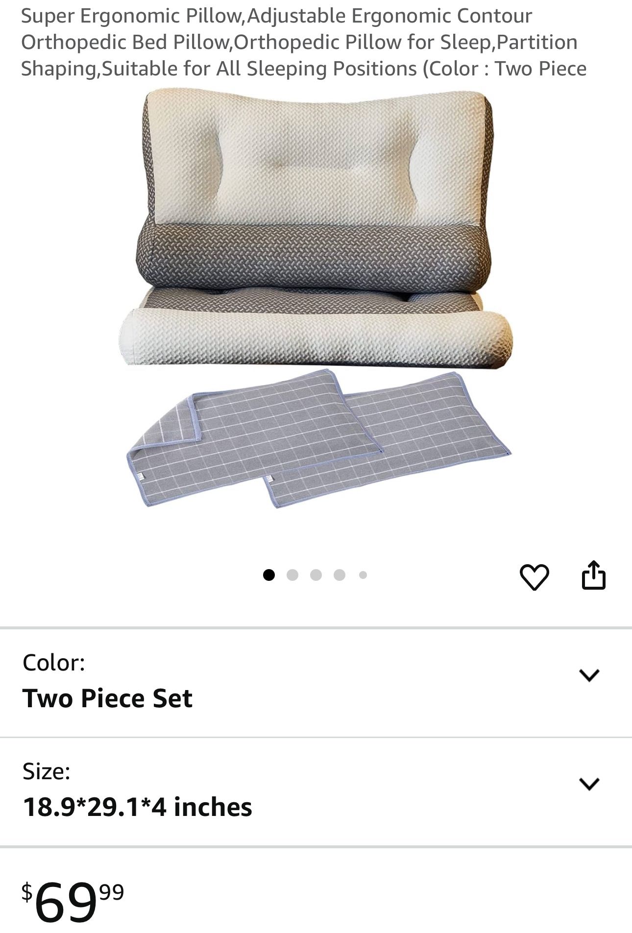 Super Ergonomic Pillow,Adjustable Ergonomic Contour Orthopedic Bed Pillow,Orthopedic Pillow for Sleep,Partition Shaping,Suitable for All Sleeping Posi