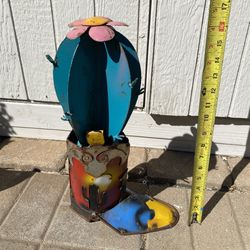 Cactus Boot Rustic Yard Art Lawn Decoration Metal Art