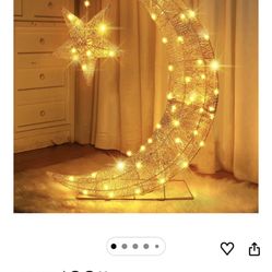 31x23 Inches Ramadan Moon Star Night Light Iron Ramadan String Moon Light Eid Mubarak Crescent Table Lamp Large Shining