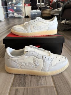 Men's Nike Air Jordan 1 Retro Low OG Shoes -Rabbit Floral Swoosh Sail - Size 8.5, 9.5, 11.5, 13