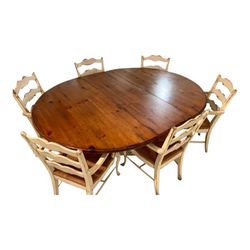 Custom Habersham French Cottage Dining Table Set - 6 Chairs - Extendable With Leaf
