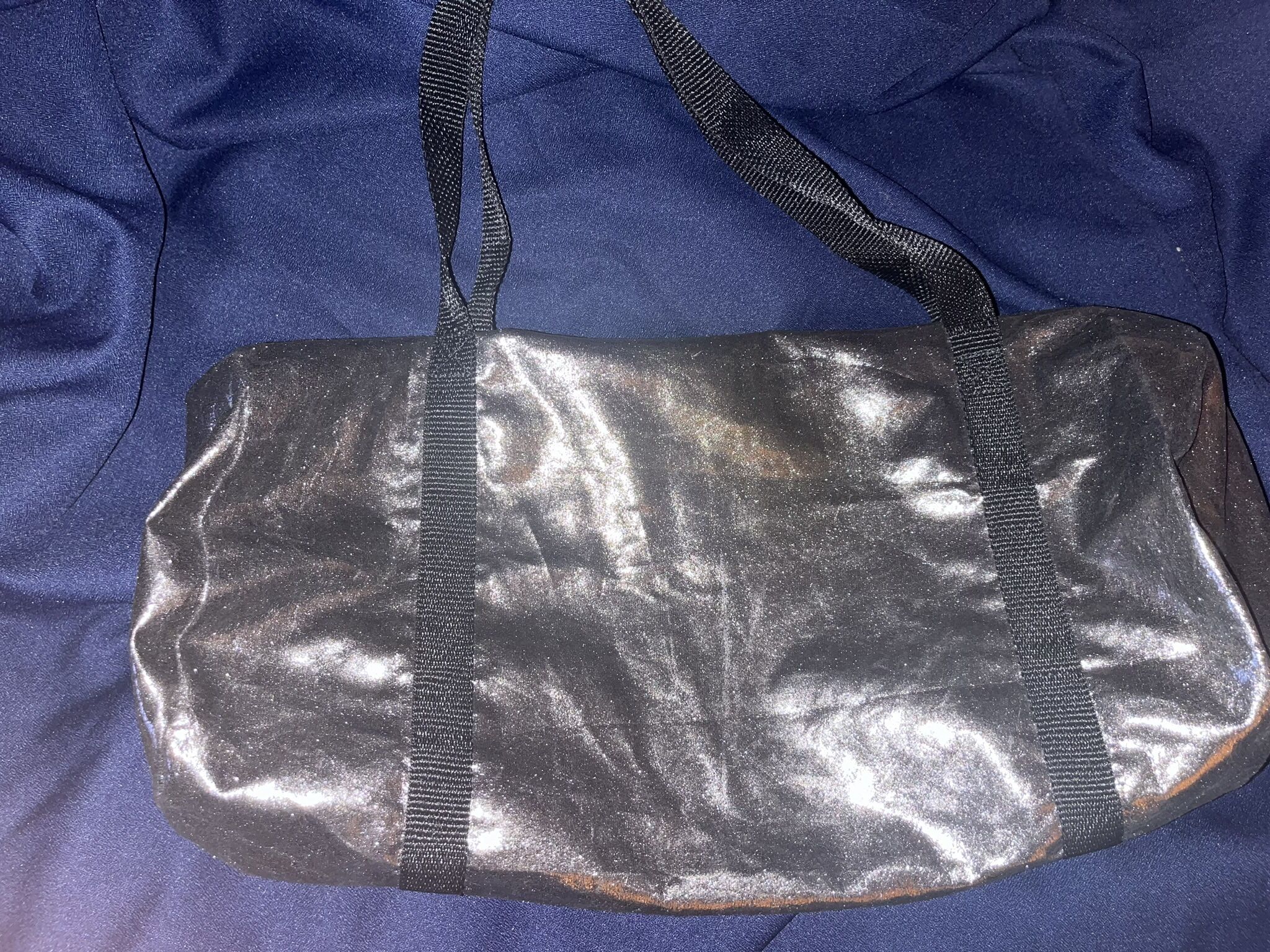 AMERICAN APPAREL SHIMMER SILVER DUFFEL BAG
