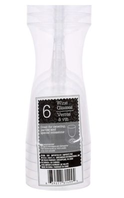 6-oz. Clear Plastic Wine Glasses, 6-ct. Packs
