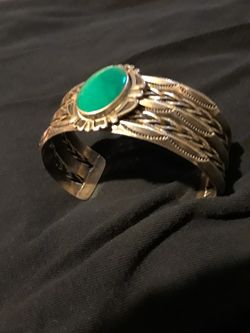 LARGE Sterling silver Navajo & turquoise cuff bracelet.