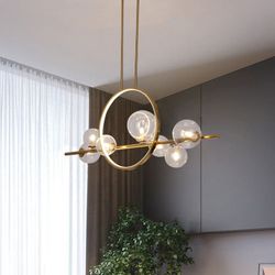 Bubi Modern Linear Gold Kitchen Island Light 7-Light Glass Globe Shade $80
