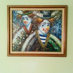 Oil Paint Picture Of Clowns 