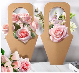 10 pcs Flower Bouquet Holder Wrapping Kraft Paper Bags Gift Bags Bouquet Holder,