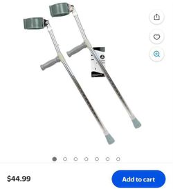 Dynarex Forearm Crutches-Youth, Push-Button Height Adjustment for both Arm and Leg Height, & Comfortable Hand Grips, 300 Pound Weight Capacity, Grey,