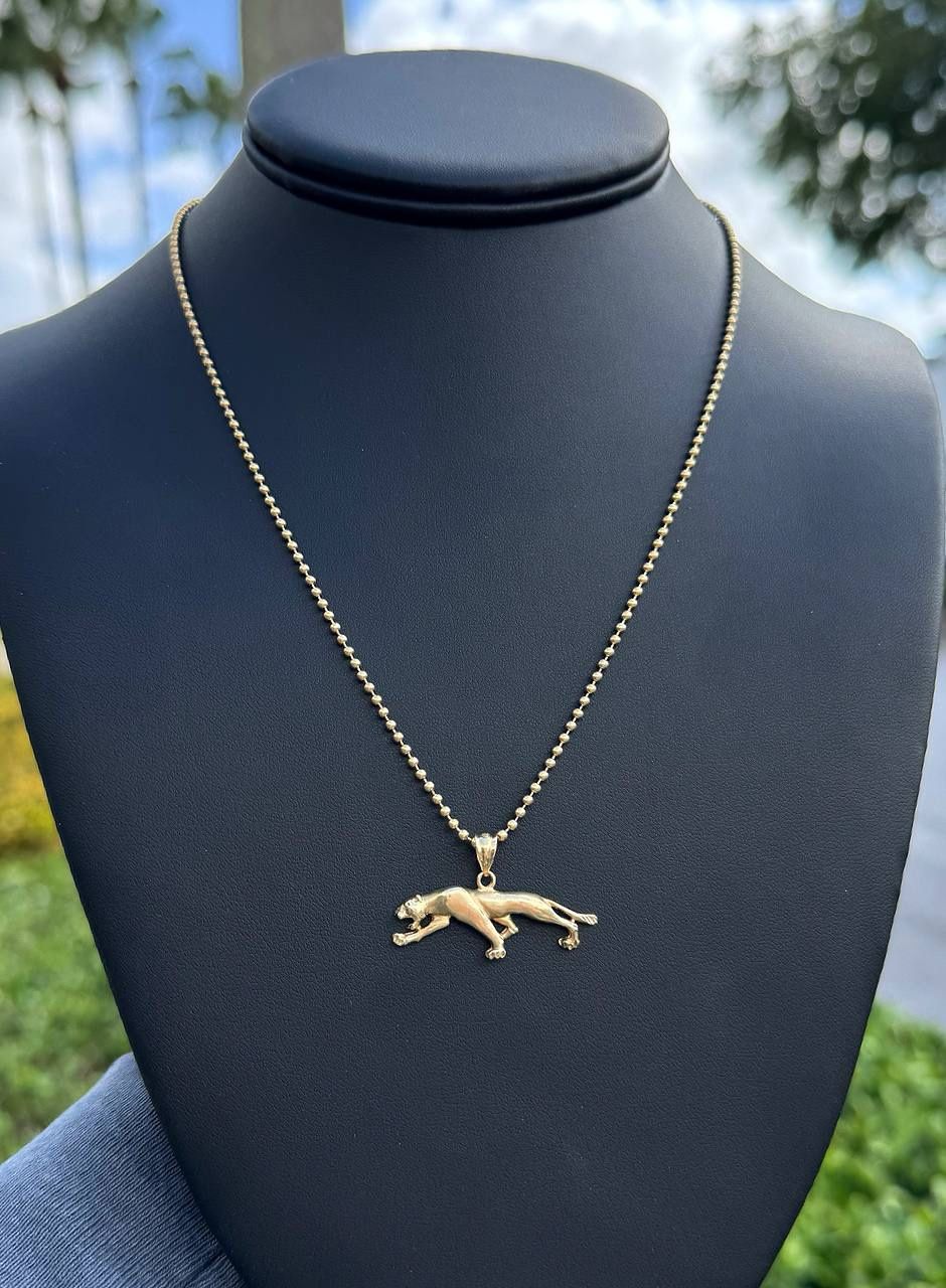 Jewelry 14k solid Yellow Gold brand New Ball link 18” Chain necklace 7.60 grams 2.00mm Panther Pendant