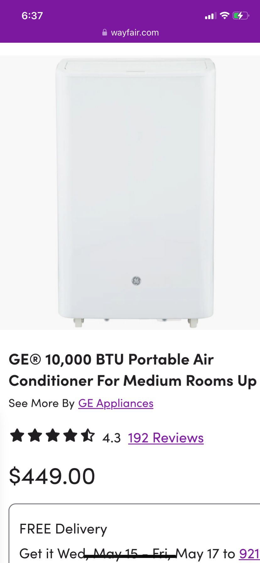 GE PORTABLE ROOM AIR CONDITIONERs