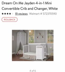 Dream on me Jayden 4 in 1 convertible crib and charger in (white and grey)