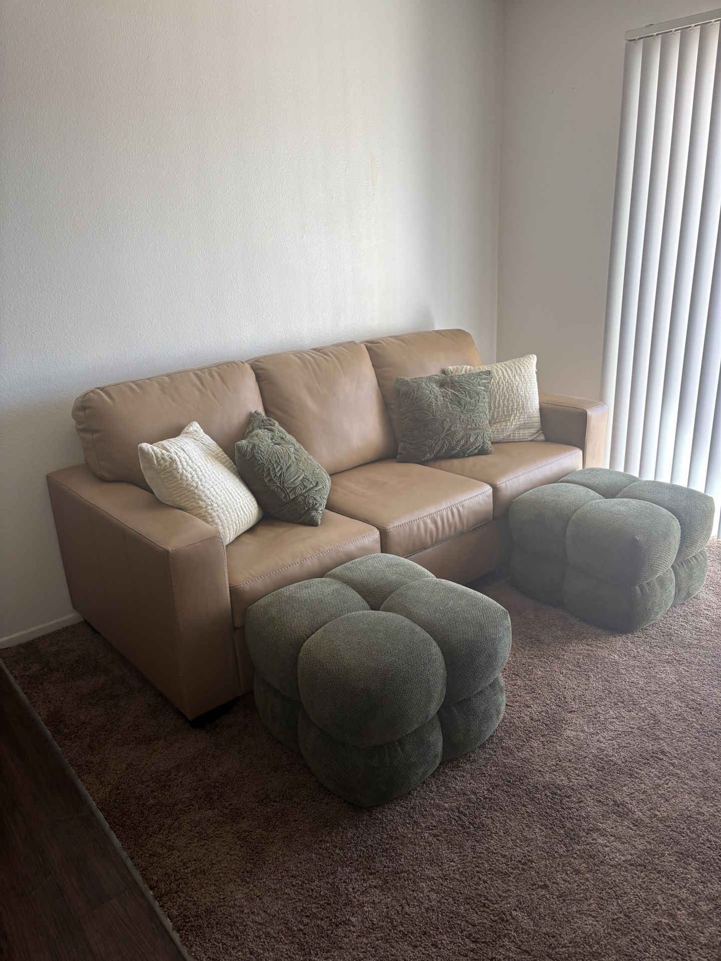 Caramel Faux Leather Couch !!!