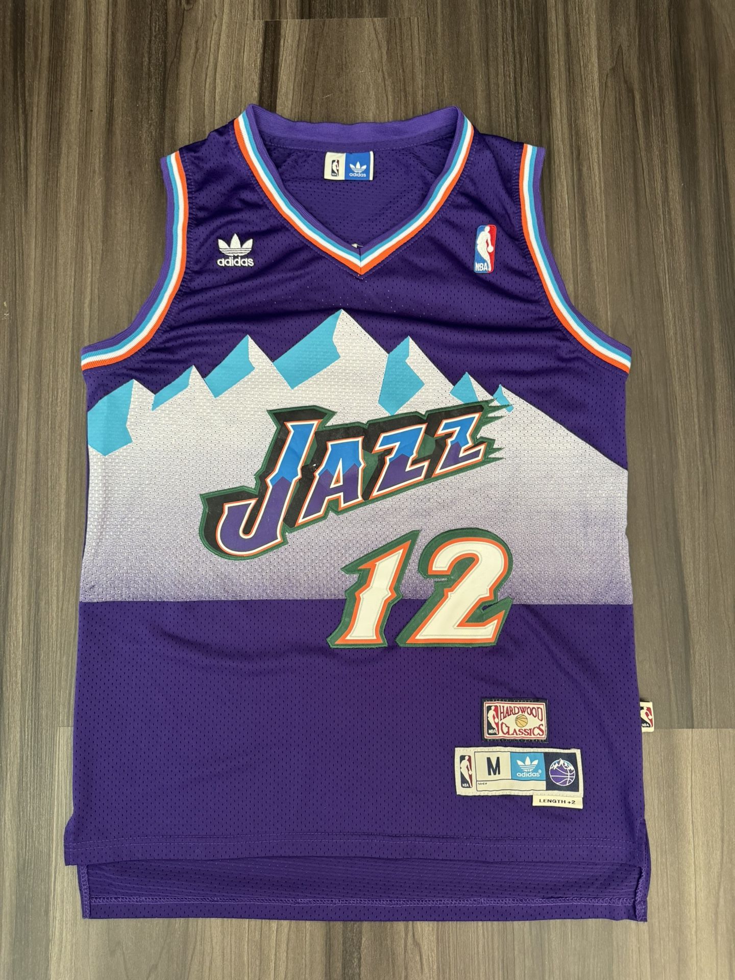 Adidas Utah Jazz John Stockton #12 Hardwood Classics Stitched Jersey Men’s M