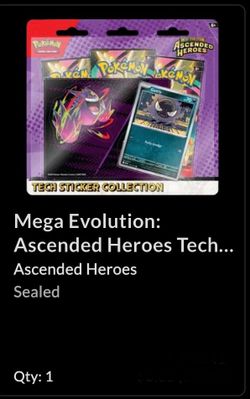 $48 Mega Evolution: Ascended Heroes Tech... Ascended Heroes Sealed Qty: 1