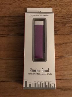 Brand New Purple 2600mAh Power Bank Portable Charger for Phones Tablets Etc