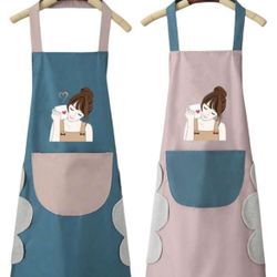 2 Pcs Of / Kitchen Apron, Oil-Proof And Water-Proof, Color Random