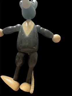 🐭Vintage Wooden Articulated Mouse Folk Art Figure Primitive Poseable Decor🐭