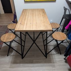Small Dining Table With Attached Stools