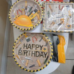 Happy Celebrate for Birthday plates and napkins and utensils
