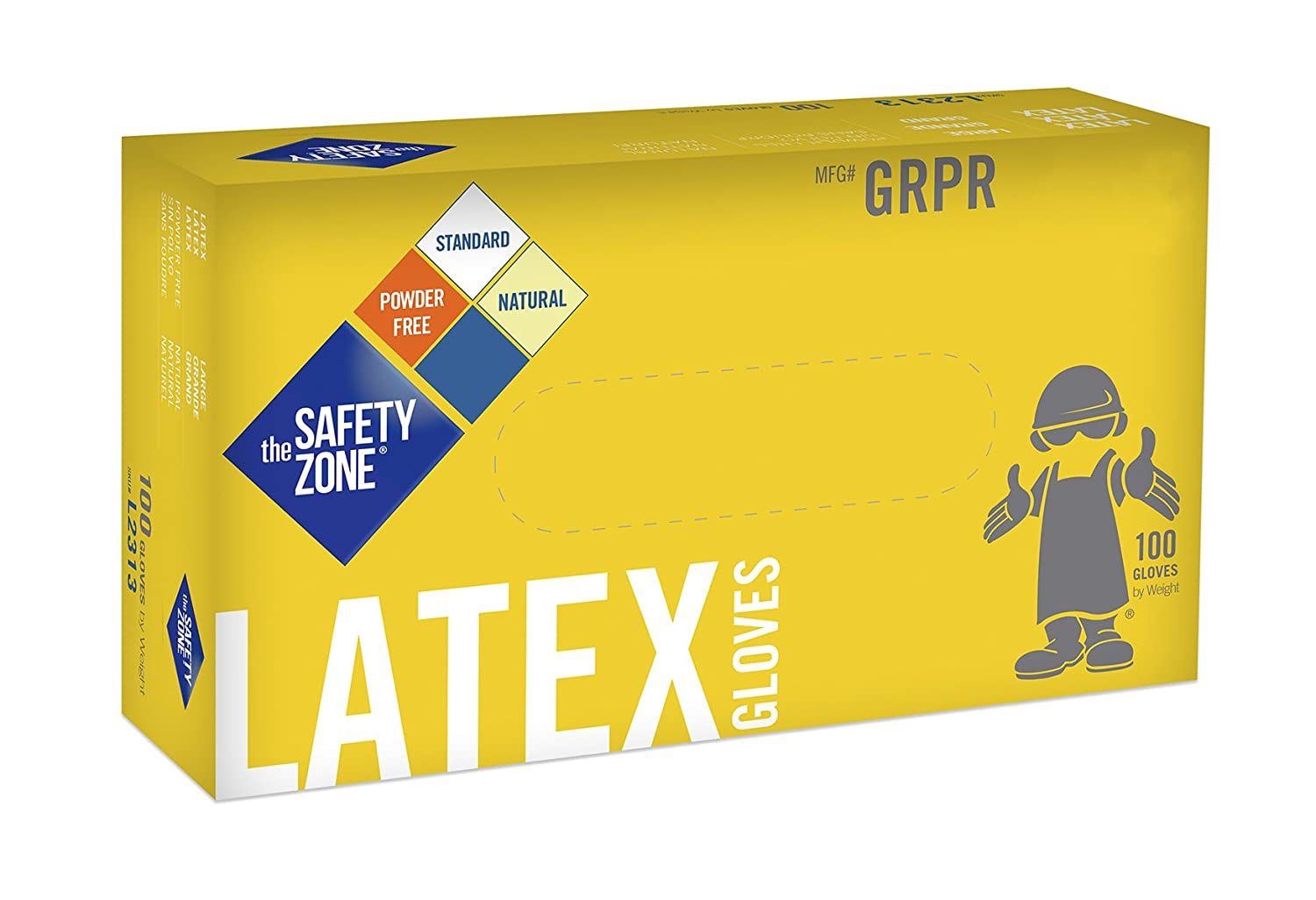 Safety Zone Latex Gloves  - Extra Large Powder Free Latex Gloves (L2324) 