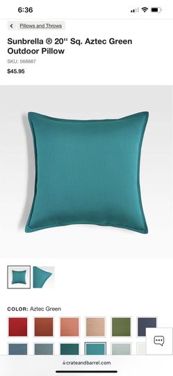 6 Crate and Barrel Sunbrella Outdoor Pillows