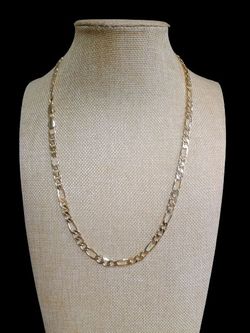 18k Italian Gold Filled Layered 7.2mm Figaro Chain 24 Inch No Tarnish