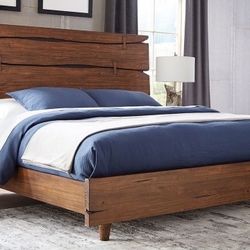 Solid Brazilian Pine Panel Full Bed with Matteress