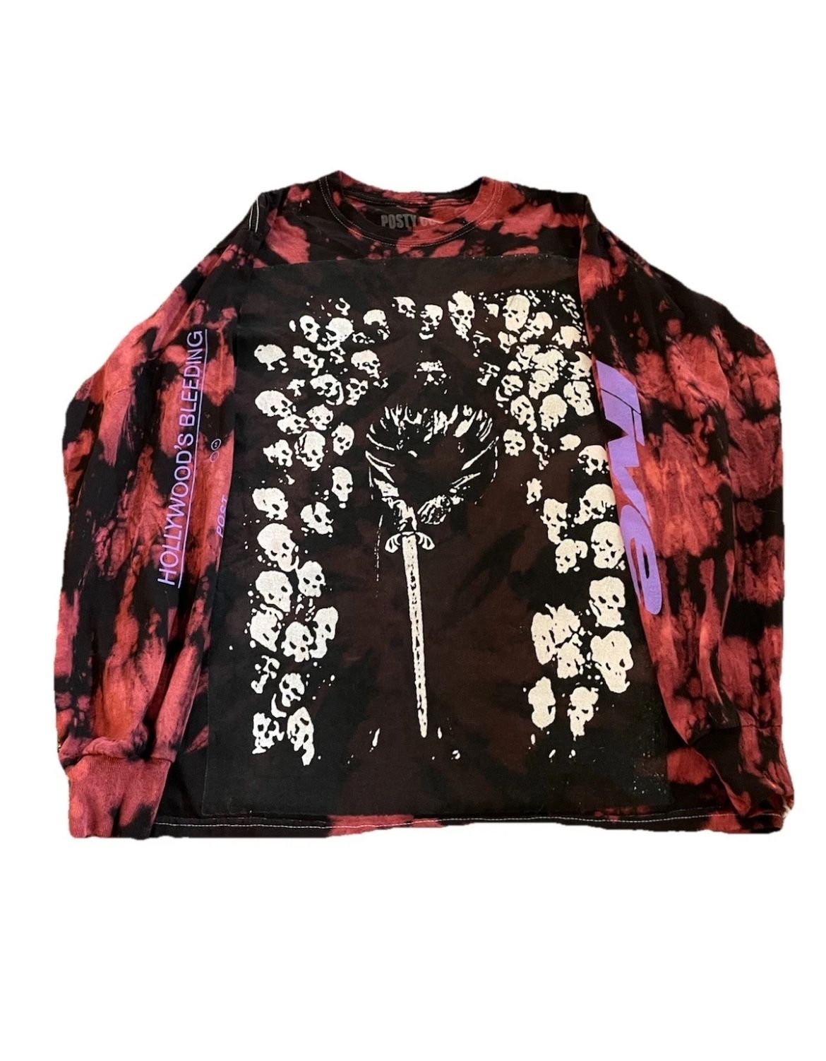 Post Malone 2019 Hollywoods Bleeding Tour Tie Dye Long Sleeve Shirt M