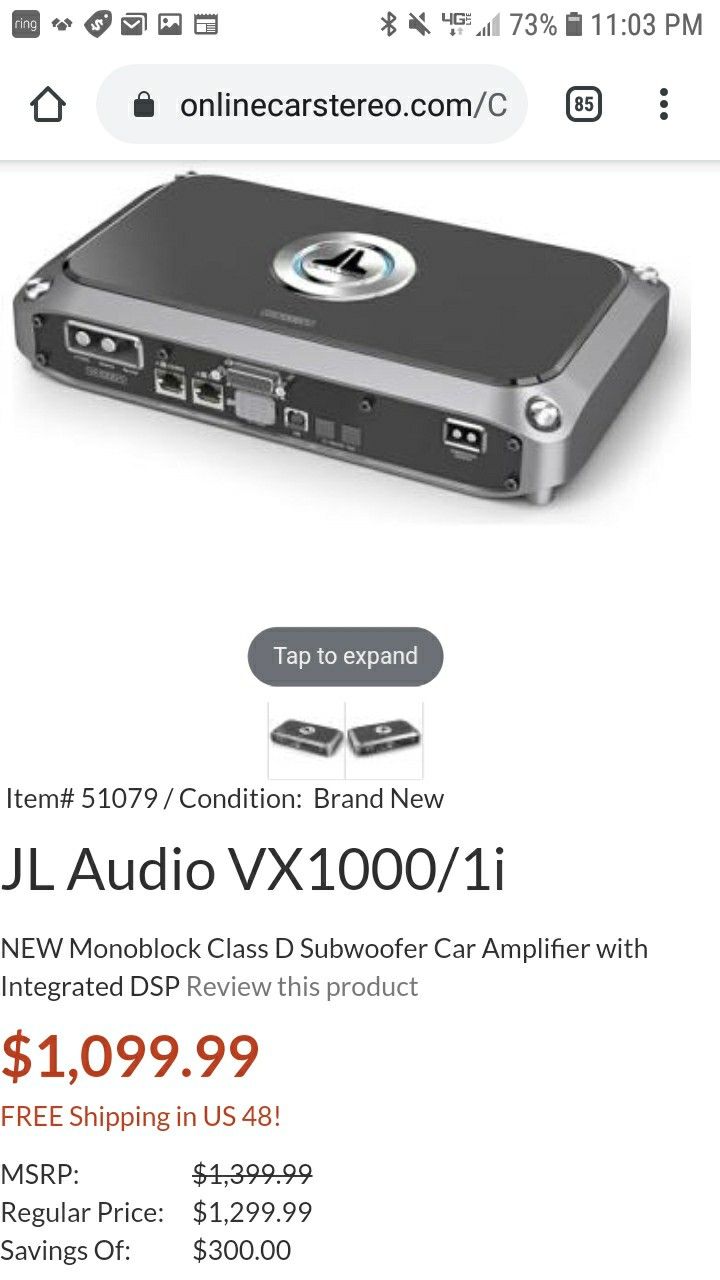 JL Audio 1000w/1 vxi with built in DSP