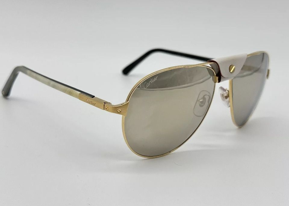 SANTOS DE CARTIER WHITE BUFFALO HORN CARBON SUNGLASSES NEW 100