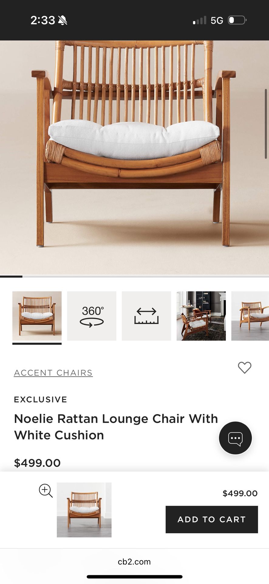 Rattan CB2 Crate And Barrel Chair