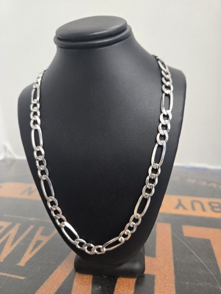 Silver Necklace With 7mm Figaro Links