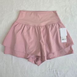 Yogalicious Lightstreme Flirty 2-in-1 Shorts Pacific Pink Ruffle Wmn's Size M