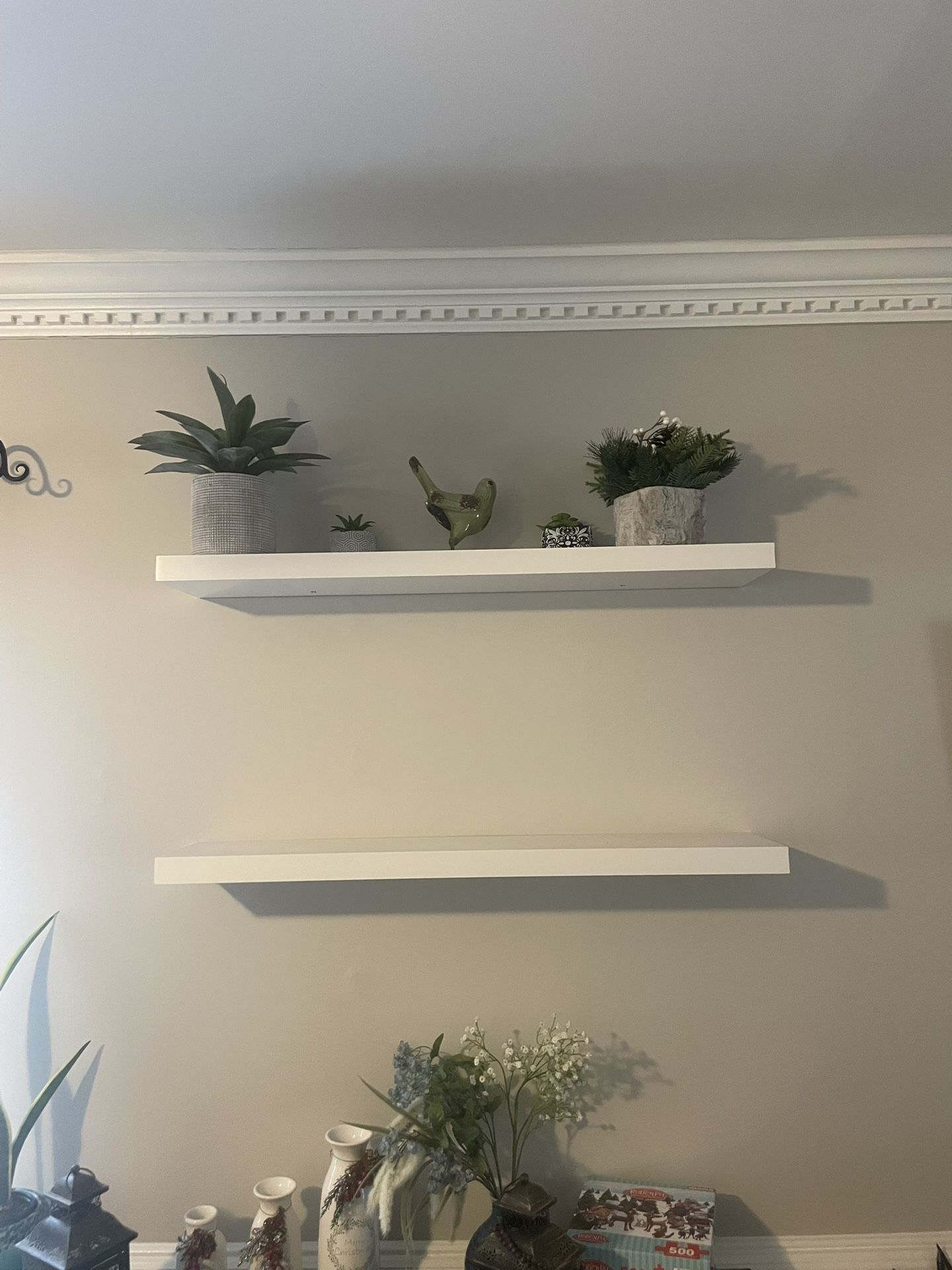 White Floating Shelves (2) Size Width 35.5 inch Length 7.75 inch
