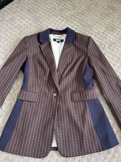 Brown/navy blue DKNY coat, size 4