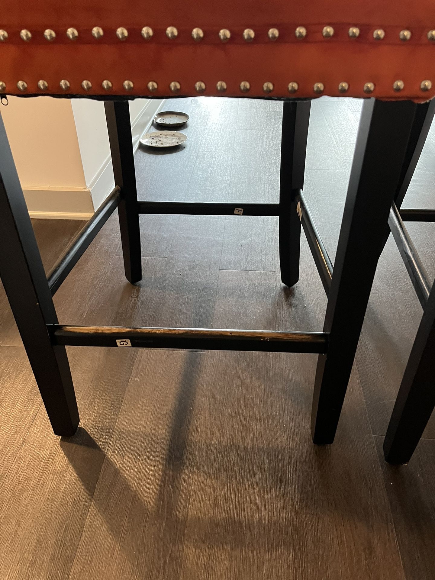 Orange, Velvet, Kitchen Stools