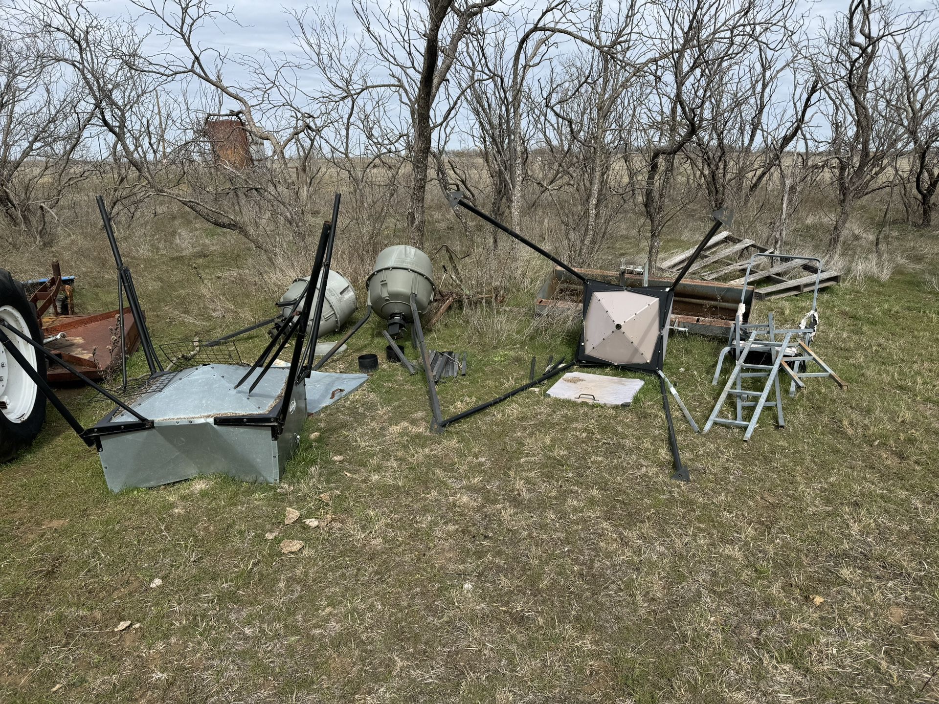 4 Deer Feeders And 1 Single Ladder Stand 