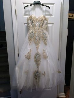 White And Gold Prom Dress