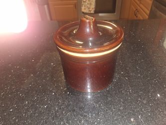Vintage Brown Glaze Stoneware Cheese Crock