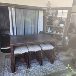 Patio Table Bar Top + Stools