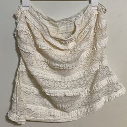 SHEIN Curve 4XL Cream Lace Ruffle Crop Top