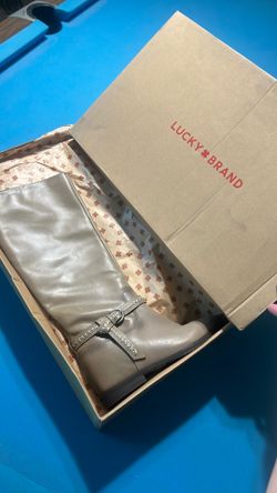 9.5 Lucky Brand Taupe Knee Boot with Braided Strap